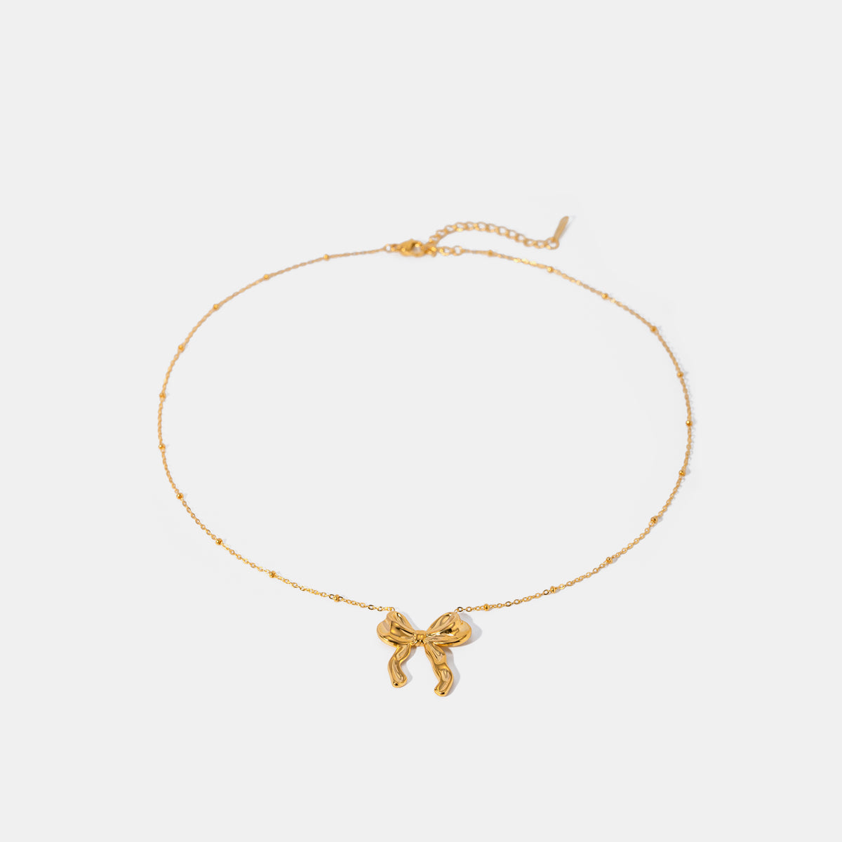 Stainless Steel Gold Bow Pendant Necklace