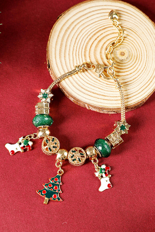 Green Cartoon Christmas Tree Charms Bracelet