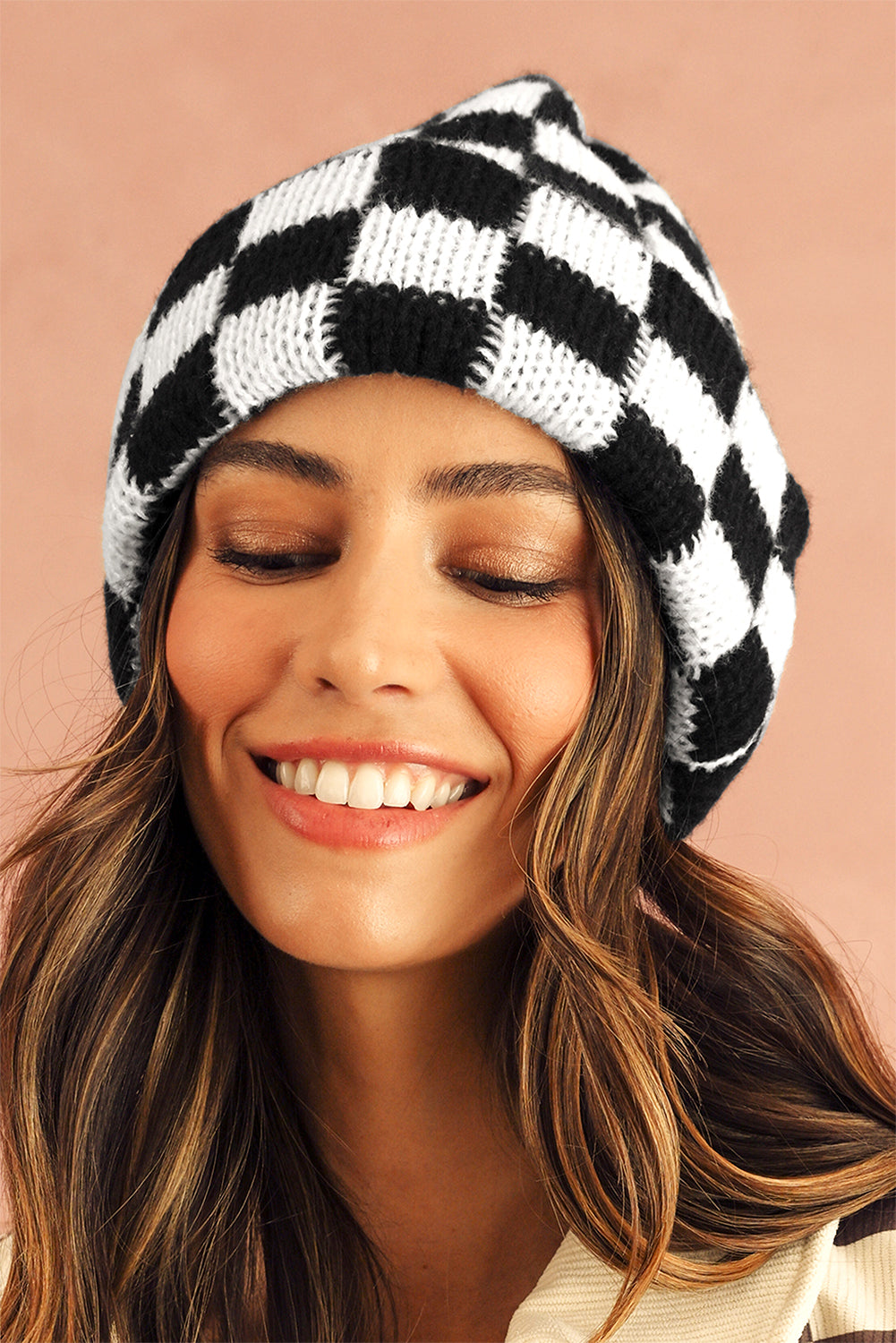 Checkered Folded Beanie Cap