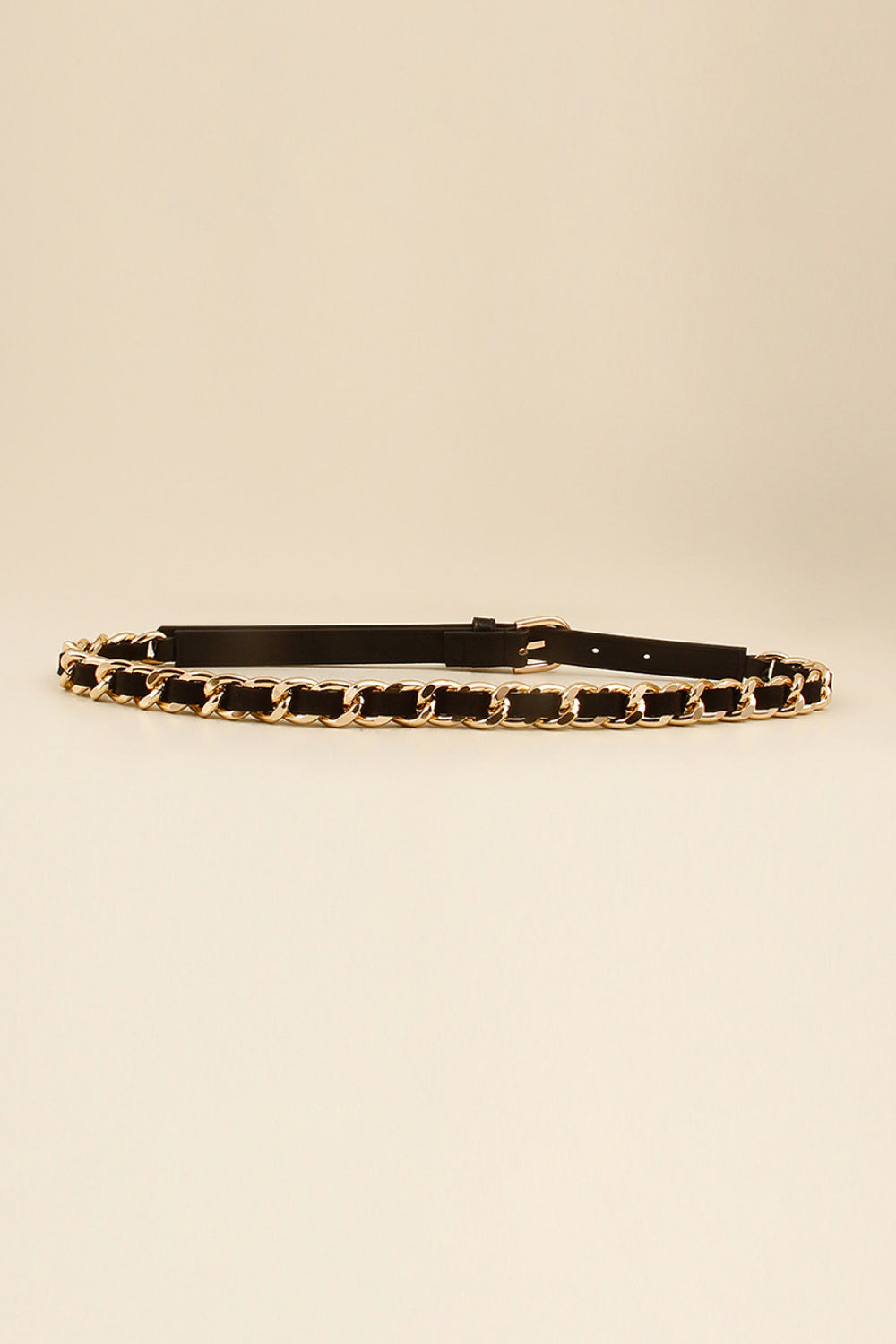 Black and Gold Chain Skinny Belt