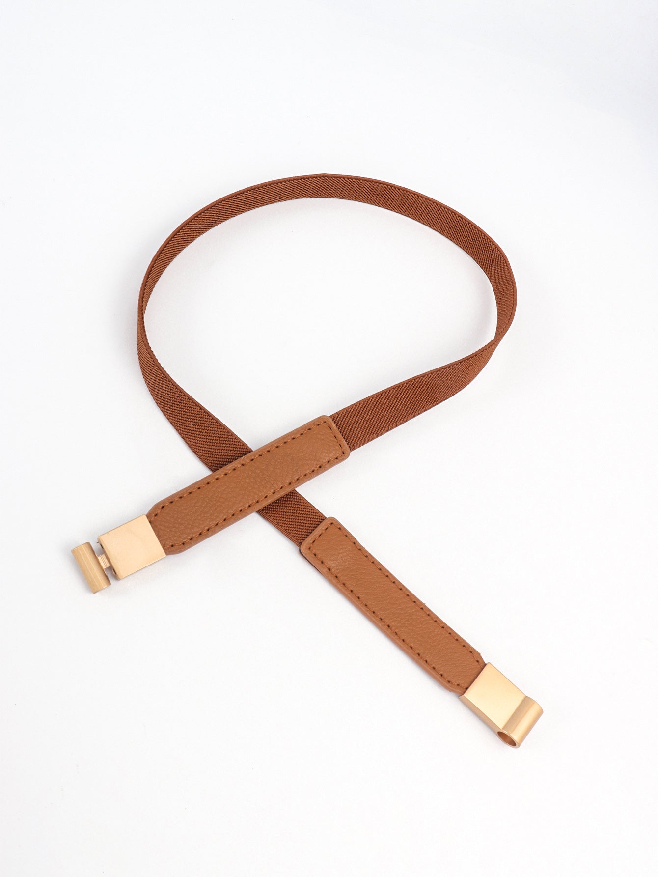 Gold Clip Elastic Skinny Belt