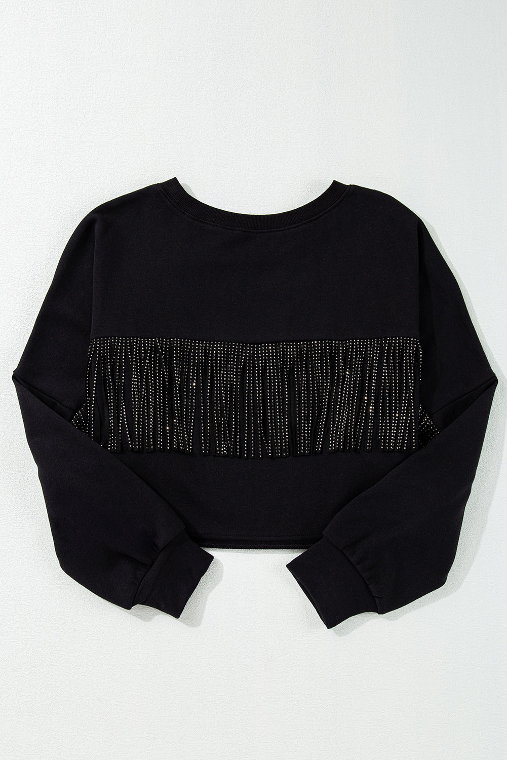 "GAME DAY" Cropped Sweatshirt with Sequins & Tassels