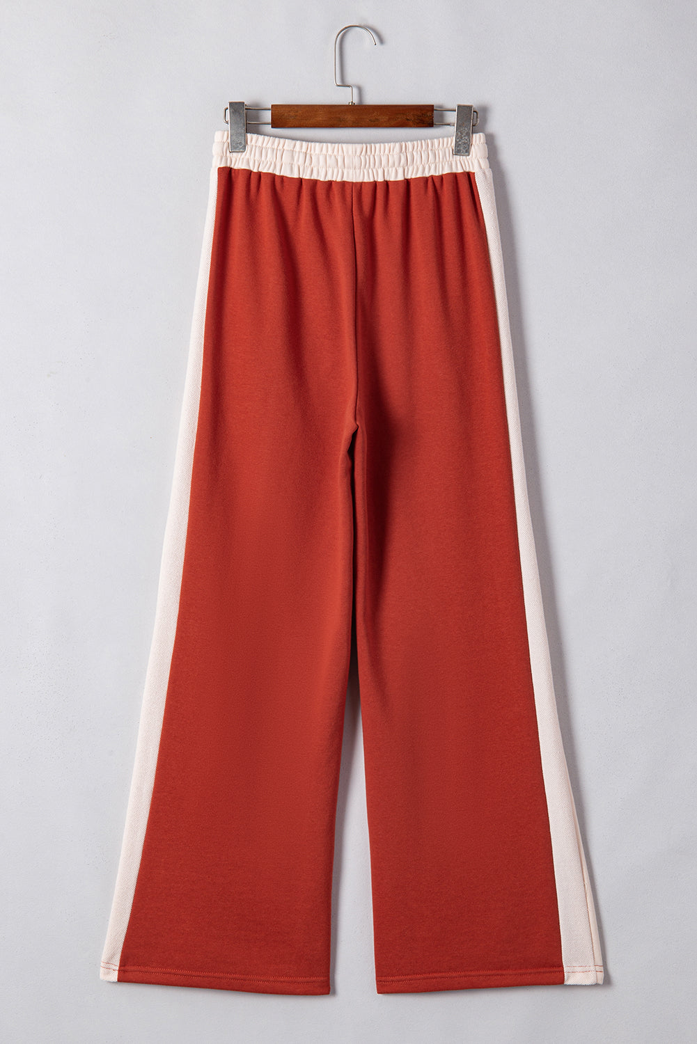 Color Block Drawstring High Waist Wide Leg Pants