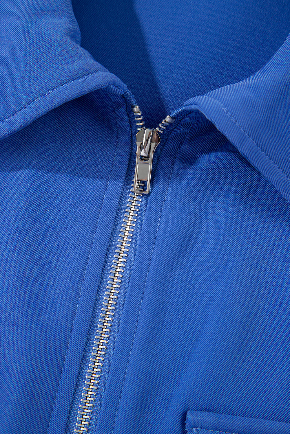 Dusk Blue-Collar Zip Up Jacket