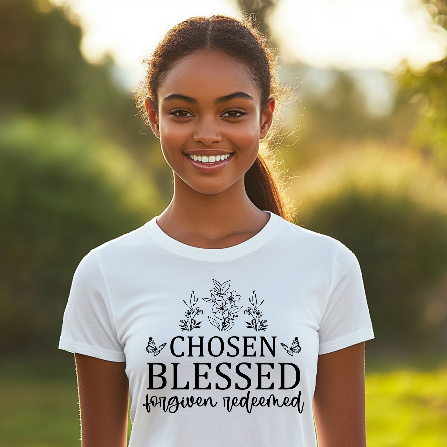 "Chosen Blessed Forgiven Redeemed" Graphic Tee