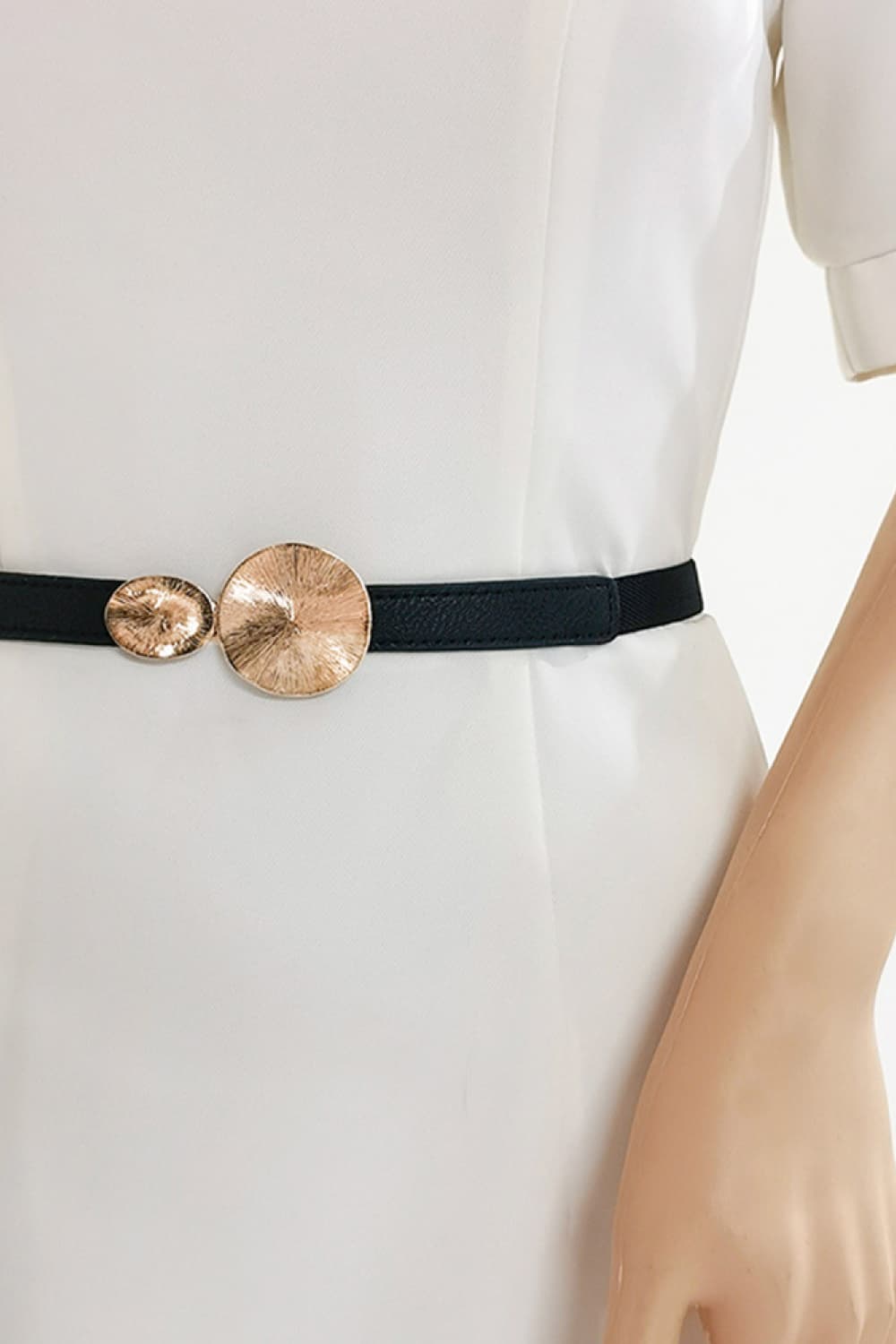 Faux Leather Belt with Gold Accents