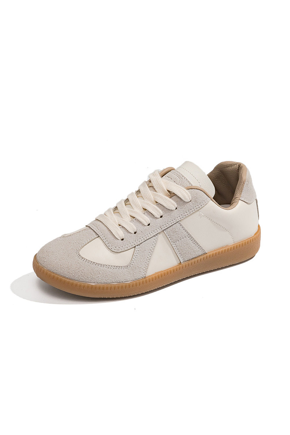 Stylish Leather Suede Patchwork Flat Sneakers