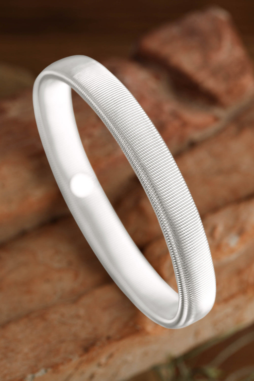 Silvery Stretchy Plated Metal Wide Bangle