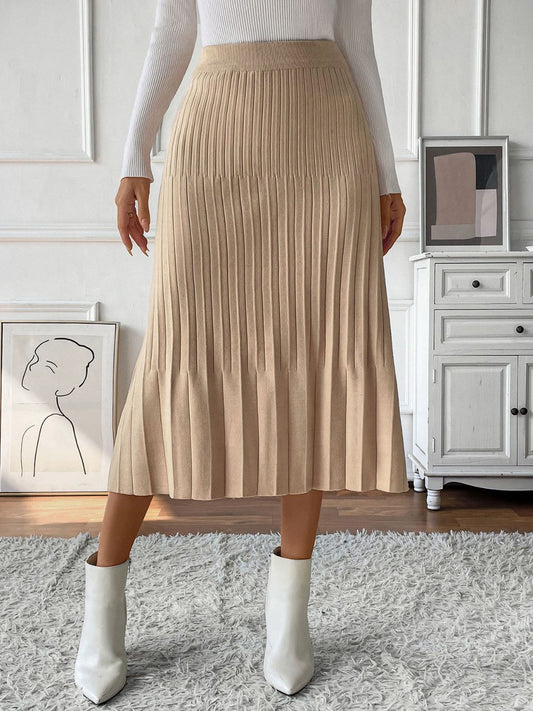 Pleated Midi Sweater Skirt