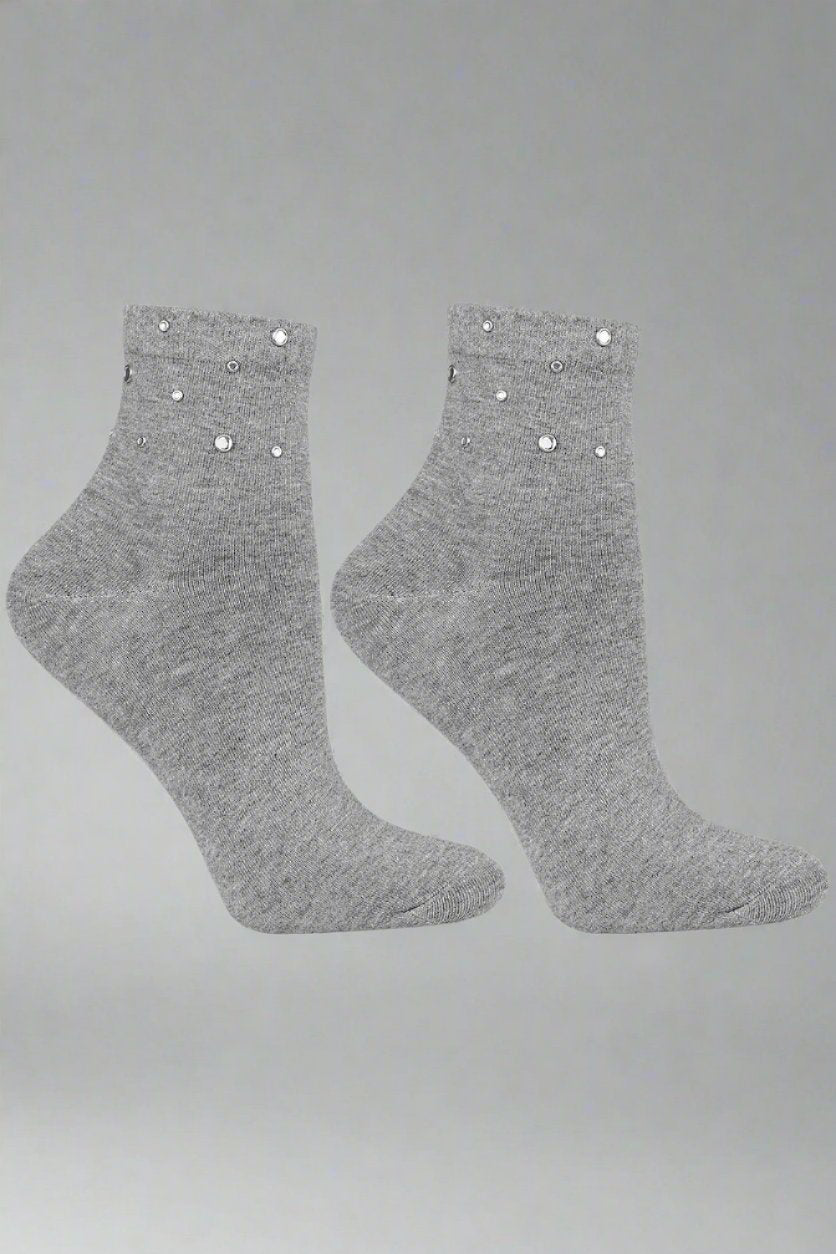 Luxurious Rhinestone-Embellished Ankle Socks – Soft Cotton Blend