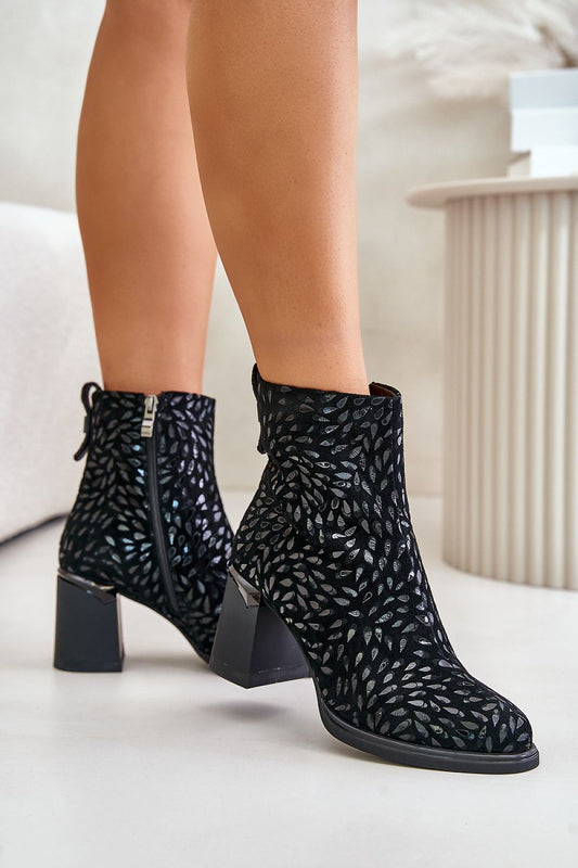 Chic Suede Boots with an Embossed Design