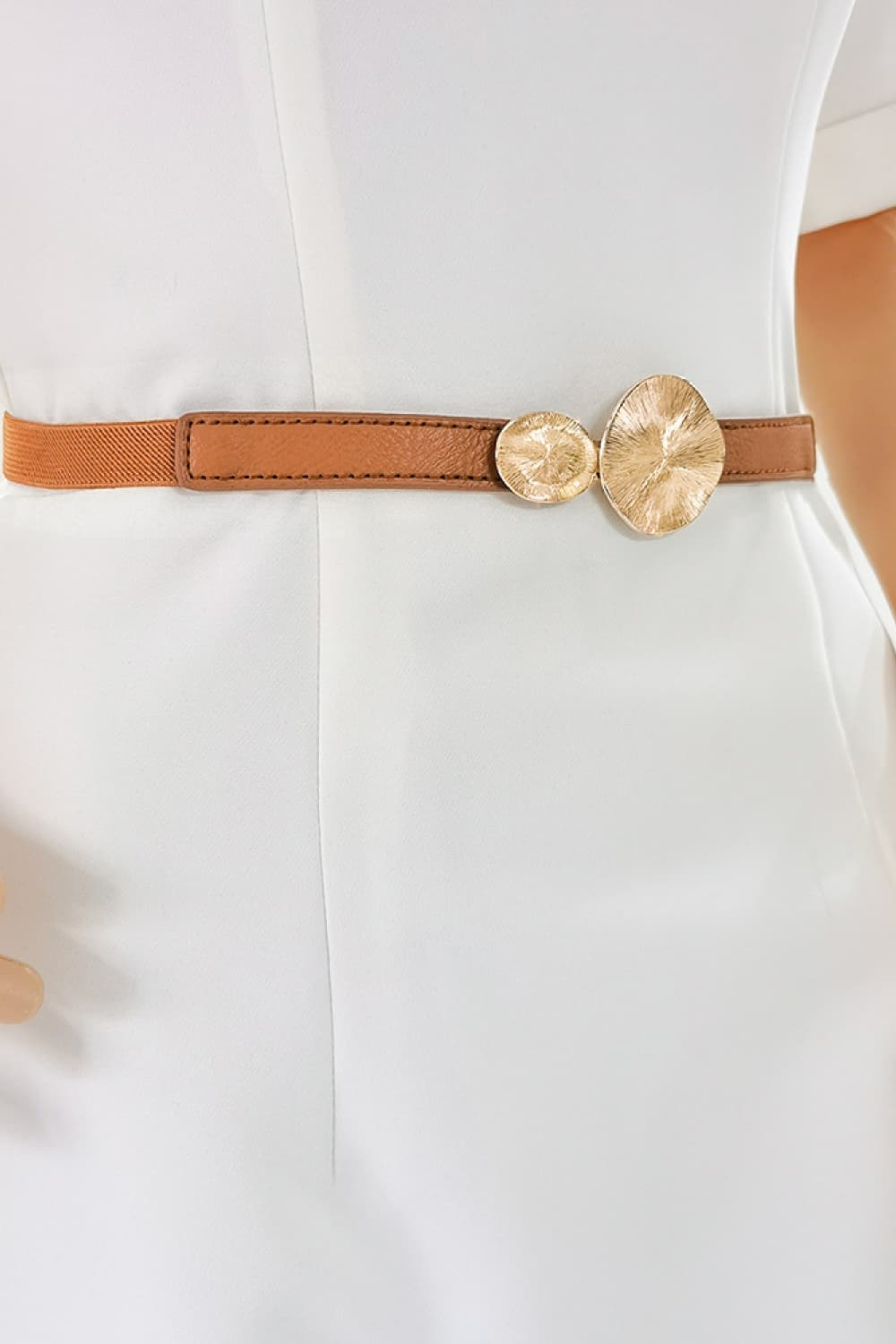 Faux Leather Belt with Gold Accents