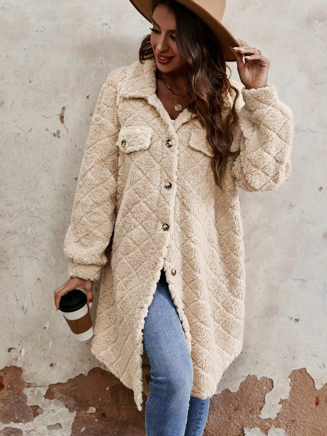 Cozy Fuzzy Button-Up Coat