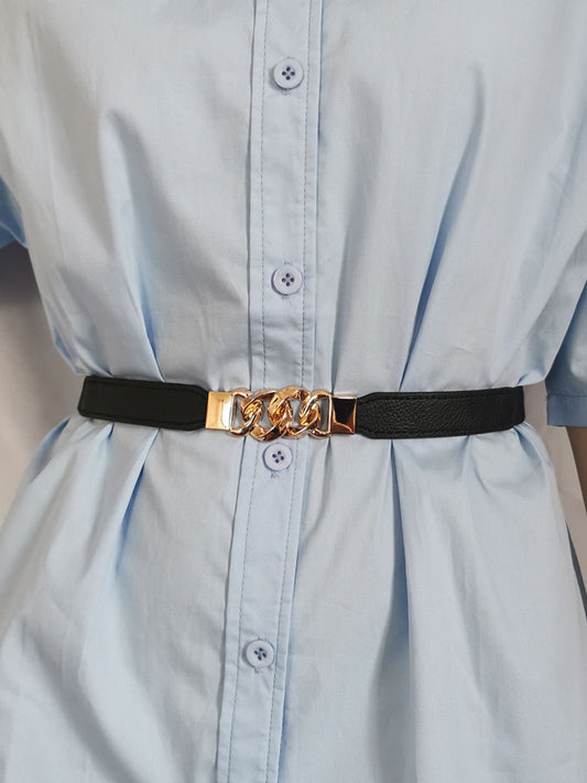 Flirty Elastic Belt with Gold Buckle