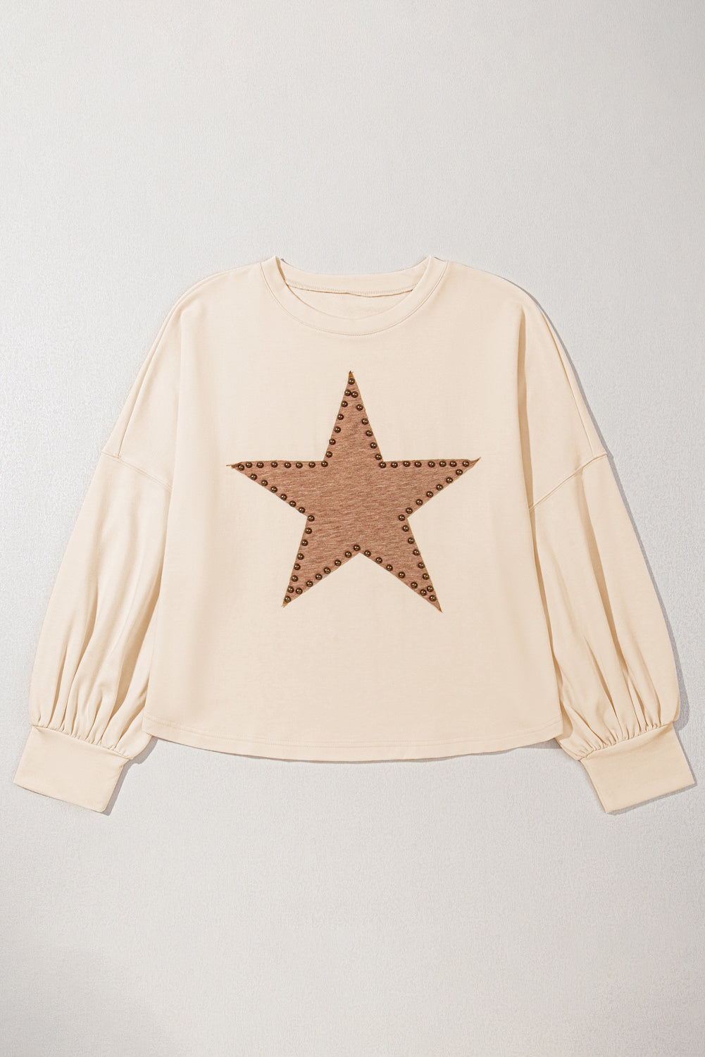 Star Shape Studded Crew Neck Plus Size T-Shirt