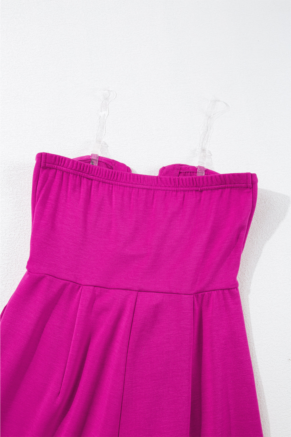 Bright Pink Bowknot Strapless Wide Leg Jumpsuit